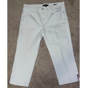 Tommy Hilfiger Tribeca Jeans Women 36x21 Size 16 White Denim Knee Crop High